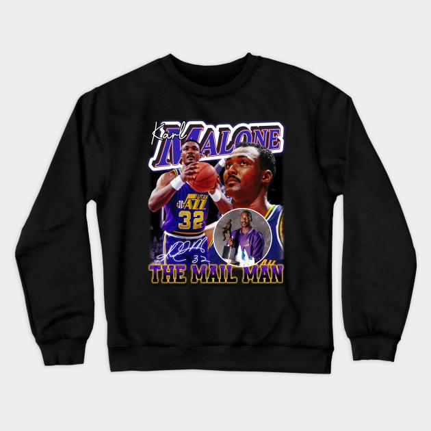 Karl Malone The Mail Man Basketball Legend Signature Vintage Retro 80s 90s Bootleg Rap Style Crewneck Sweatshirt by CarDE